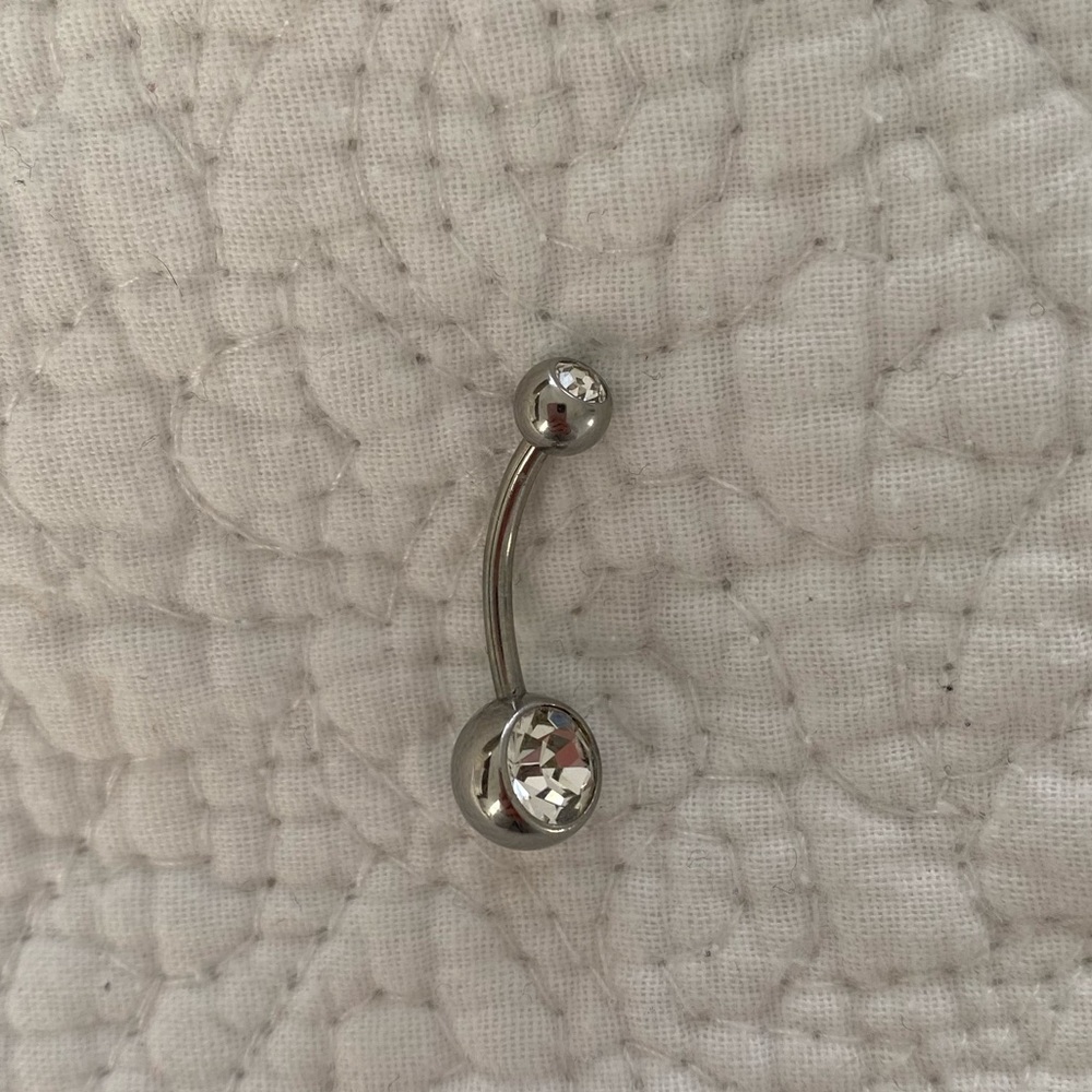 Silver with diamonds belly button ring